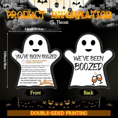 52 Pieces You've Been Boozed Halloween Game We've Been Boozed Halloween Sign Ghost Wine Bottle Labels Neighborhood Game for Halloween Party Decorations in Saudi Arabia