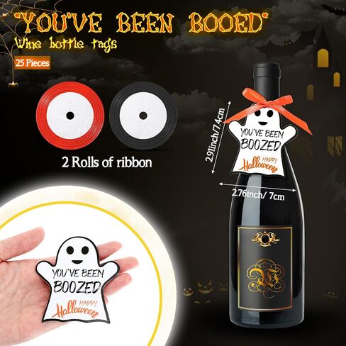 52 Pieces You've Been Boozed Halloween Game We've Been Boozed Halloween Sign Ghost Wine Bottle Labels Neighborhood Game for Halloween Party Decorations in Saudi Arabia