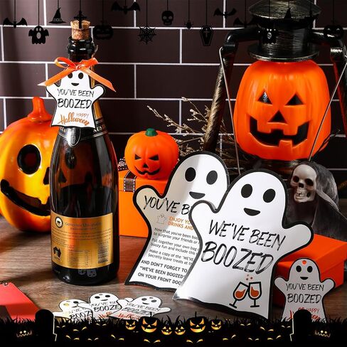 52 Pieces You've Been Boozed Halloween Game We've Been Boozed Halloween Sign Ghost Wine Bottle Labels Neighborhood Game for Halloween Party Decorations in Saudi Arabia