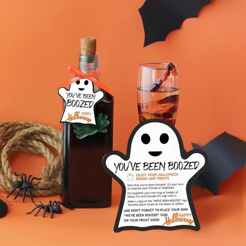 52 Pieces You've Been Boozed Halloween Game We've Been Boozed Halloween Sign Ghost Wine Bottle Labels Neighborhood Game for Halloween Party Decorations in Saudi Arabia