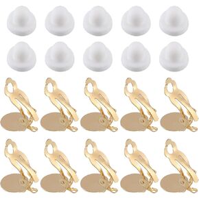 uxcell Clip-on Earring Converter with Silicon Earring Pads, 20Pcs - Clip-on Earring Findings for Non-pierced Ears with Easy Open Loop (Gold)