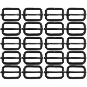 BIKICOCO Metal Slide Adjuster Buckle Tri-Glides with Movable Center Bar, for Straps, 1 x 0.6 Inch, Black, Pack of 20