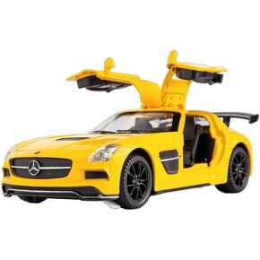 iLooboo Alloy Collectible Yellow Benz SLS AMG Toy Vehicle Pull Back Die-Cast Car Model with Lights and Sound in Kuwait