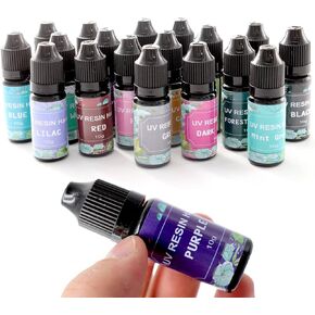 18 Colors QIAO QIAO DIY Colored UV Resin Hard Type for Making Small Crafts, Colored UV Epoxy Resin for Pendants Earrings Necklace Jewelry Making 0.35oz/10g Each Bottle in Kuwait
