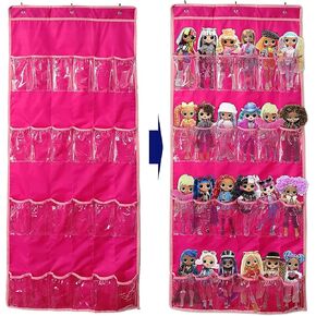 Hanging Over Door Toy Storage Organizer (24 Pockets), Compatible with Lol Omg Dolls Barbie Dolls Surprise Doll (Toys Not Included), Deeppink (57.5''x22'') in Saudi Arabia