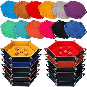 12 Pcs Dice Tray for Rolling Portable Folding Dice Holder Tray Strong Box Portable PU Leather Velvet for Dice Games Like RPG, and Other Table in Saudi Arabia