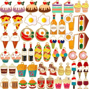 56 قطعة من سحر الطعام بالمينا من Anjulery للأساور والقلائد والأقراط وحليات زجاج النبيذ وسلاسل المفاتيح والمعلقات والإشارات المرجعية وعلامات الغرز والحرف اليدوية (56 قطعة Food-C) in Kuwait