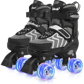 Nattork Kids Roller Skates for Boys & Girls, 4 Size Adjustable Rollerskates with Light Up Wheels for Teens Beginners Outdoor Sports, Birthday Gift for Toddler