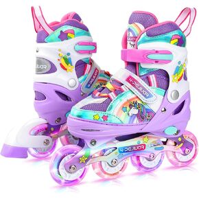 Unicorn Rainbow Inline Skates for Girls Teens Womans,4-Pejiijar Roller Skates for Girls Ages 6-8-12 w/Luminous Wheels,Kids Adjustable Roller Shoes for Birthday Xmas Gifts in Kuwait
