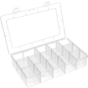BTremary 15 Grids Clear Plastic Storage Box with Compartment, Craft Organizers and Storage, Transparent Jewelry Storage Box, Small Parts Organizer for Sewing Bead Washi Tape Thread in Saudi Arabia