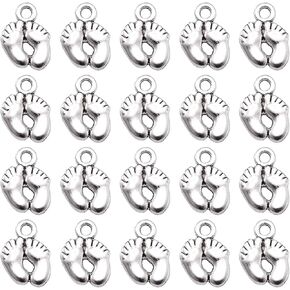 Craftdady Tibetan Silver Dangle Pendants Metal Antique Charms Hanging Ornament Star Bee Heart Vintage Pendants Seahorse Eiffel Tower Footprint Pendant for Jewelry Necklace Bracelet Earring Making