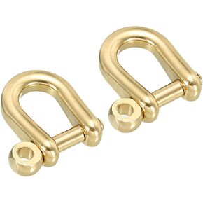 PATIKIL D-Ring Shackle, 2 Pack 7mm Inner Width Brass U Type Fob Key Hook Small Bow Shackles for DIY Craft Leather Replacement