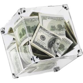 حصالة بيجي للاطفال مع حشية للحماية، وعاء حصالة من الاكريليك الشفاف لتوفير المال للنقود والعملات المعدنية، حصالة بيجي بنك للاولاد والبنات والبالغين (4.7 × 4.7 × 4.7 انش) in Kuwait