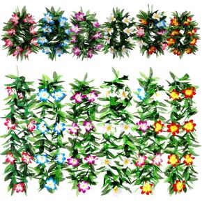 Party Expert 12 Pieces Floral Hawaiian Leis for Luau Party, 6 Matching Sets of Premium Hawaii Leis for Summer Party Favors, Hula Dancing and Tropical Luau Decorations in Kuwait