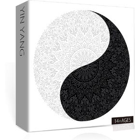 Yin Yang Puzzle for Adults 1000 Pieces and up, PICKFORU Magic Hard Impossible Puzzle as Brain Teaser Puzzles for Adults, Round Mandala Flower Jigsaw Puzzle for Home Decor