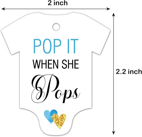 50 PCS Pop It When She Pops Baby Shower Champagne Favor Tags, Cute Blue Heart-Shaped Bottle Tags, Baby Onesie Shaped Gift Tags, Baby Shower Favor Tags, Baby Shower Birthday Party Favor Decorations. in Saudi Arabia