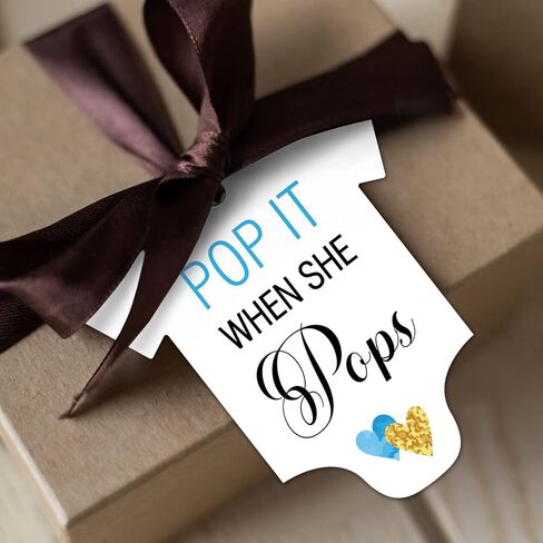 50 PCS Pop It When She Pops Baby Shower Champagne Favor Tags, Cute Blue Heart-Shaped Bottle Tags, Baby Onesie Shaped Gift Tags, Baby Shower Favor Tags, Baby Shower Birthday Party Favor Decorations. in Saudi Arabia
