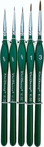 مجموعة 5 فرش طلاء تفصيلية، مجموعة فرش طلاء مصغرة، فرشاة رسم بتفاصيل دقيقة، مجموعة فرش دهانات صغيرة احترافية للألوان المائية والزيت والنماذج والوجه والأكريليك والأظافر ومطرقة زيتية 40 كيلو in Kuwait