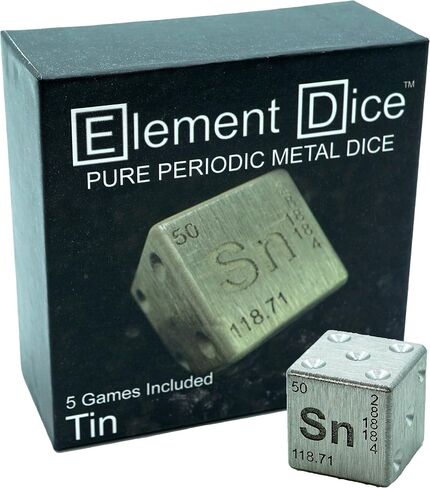 Element Dice: Unique Tabletop Gaming or Collectible D6 Dice Made from Real Tin (Sn) in Saudi Arabia