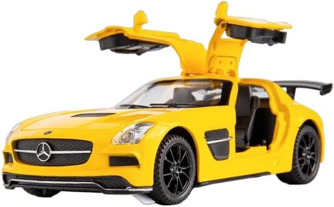 iLooboo Alloy Collectible Yellow Benz SLS AMG Toy Vehicle Pull Back Die-Cast Car Model with Lights and Sound in Kuwait