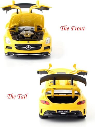 iLooboo Alloy Collectible Yellow Benz SLS AMG Toy Vehicle Pull Back Die-Cast Car Model with Lights and Sound in Kuwait
