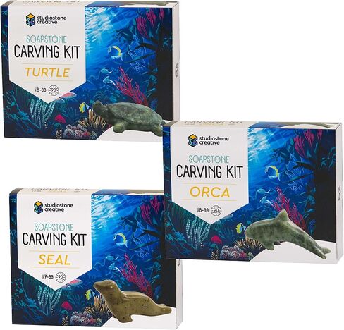 مجموعة Ocean Set Studiostone Creative Soap stone نحت الحجر DIY فنون الحرف اليدوية عدة الأطفال الكبار in Kuwait