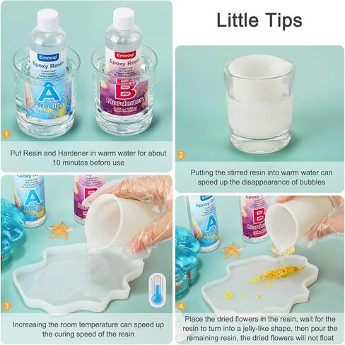 Epoxy Resin Kit, Emooqi 8.12 oz Epoxy Resin AB Set,Including Resin (4.06 oz) and Curing Agent (4.06 oz), 1:1 Ratio is Easy to Mix, Suitable for Jewelry, Arts, Crafts in Kuwait