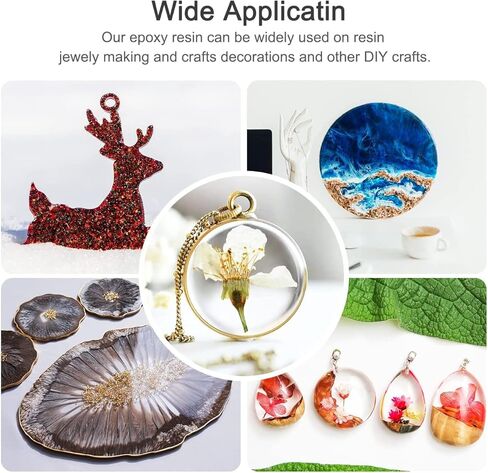 Epoxy Resin Kit, Emooqi 8.12 oz Epoxy Resin AB Set,Including Resin (4.06 oz) and Curing Agent (4.06 oz), 1:1 Ratio is Easy to Mix, Suitable for Jewelry, Arts, Crafts in Kuwait