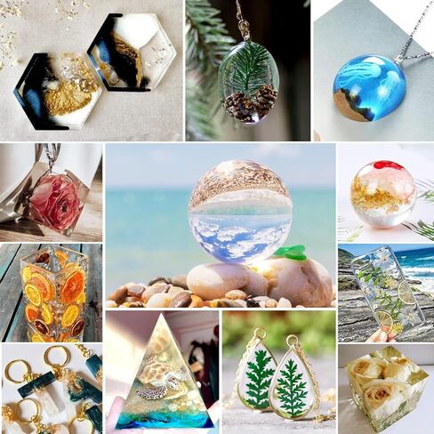 Epoxy Resin Kit, Emooqi 8.12 oz Epoxy Resin AB Set,Including Resin (4.06 oz) and Curing Agent (4.06 oz), 1:1 Ratio is Easy to Mix, Suitable for Jewelry, Arts, Crafts in Kuwait