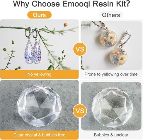 Epoxy Resin Kit, Emooqi 8.12 oz Epoxy Resin AB Set,Including Resin (4.06 oz) and Curing Agent (4.06 oz), 1:1 Ratio is Easy to Mix, Suitable for Jewelry, Arts, Crafts in Kuwait