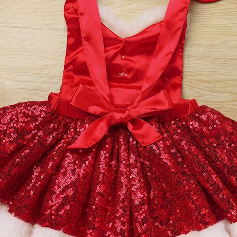 IMEKIS Toddler Girls Christmas Santa Costume Sequin Princess Dress Romper with Hat Halloween Cosplay Outfit Photo Shoot in Kuwait