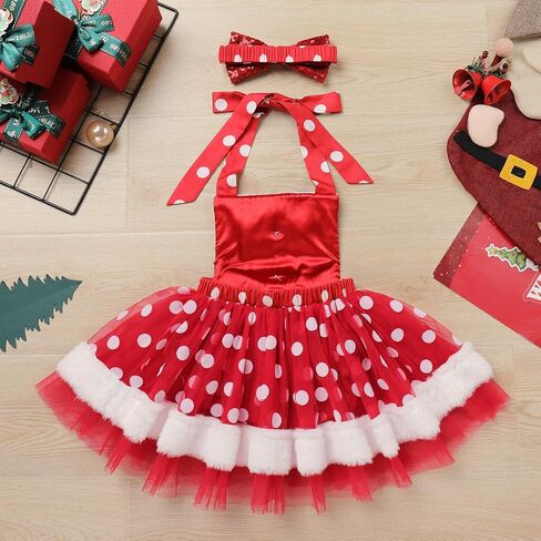 IMEKIS Toddler Girls Christmas Santa Costume Sequin Princess Dress Romper with Hat Halloween Cosplay Outfit Photo Shoot in Kuwait