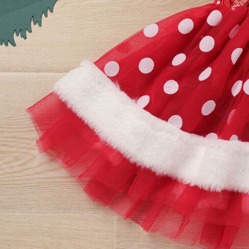IMEKIS Toddler Girls Christmas Santa Costume Sequin Princess Dress Romper with Hat Halloween Cosplay Outfit Photo Shoot in Kuwait