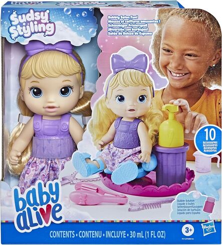 Baby Alive Sudsy Styling Doll, Blonde Hair, 12-Inch, Salon Chair, Toys for 3 Years and Up in Saudi Arabia
