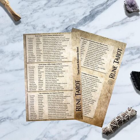 Caspian Enterprise Tarot Card Reading Quick Reference Meanings Sheet Two-Sided 8.5 x 5.5-inch Laminated Guide, Manifestation Spiritual Meaning Guidebook (1 pcs) in Kuwait