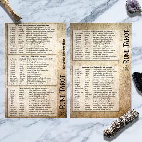 Caspian Enterprise Tarot Card Reading Quick Reference Meanings Sheet Two-Sided 8.5 x 5.5-inch Laminated Guide, Manifestation Spiritual Meaning Guidebook (1 pcs) in Kuwait