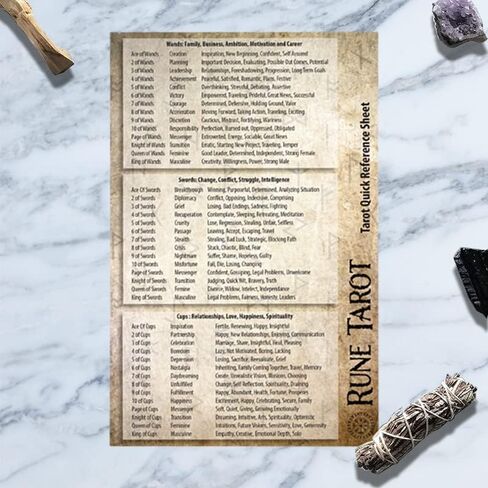 Caspian Enterprise Tarot Card Reading Quick Reference Meanings Sheet Two-Sided 8.5 x 5.5-inch Laminated Guide, Manifestation Spiritual Meaning Guidebook (1 pcs) in Kuwait