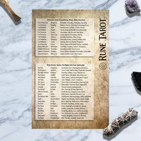 Caspian Enterprise Tarot Card Reading Quick Reference Meanings Sheet Two-Sided 8.5 x 5.5-inch Laminated Guide, Manifestation Spiritual Meaning Guidebook (1 pcs) in Kuwait