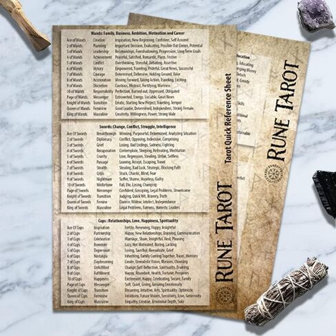 Caspian Enterprise Tarot Card Reading Quick Reference Meanings Sheet Two-Sided 8.5 x 5.5-inch Laminated Guide, Manifestation Spiritual Meaning Guidebook (1 pcs) in Kuwait