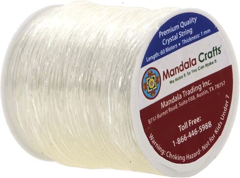 Mandala Crafts Crystal String Transparent 1mm Elastic Cord for Jewelry Making - 65 YDs Stretchy Elastic String Beading Cord - Elastic Bracelet String for Bracelet Making in Saudi Arabia