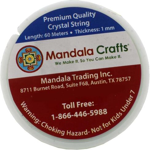 Mandala Crafts Crystal String Transparent 1mm Elastic Cord for Jewelry Making - 65 YDs Stretchy Elastic String Beading Cord - Elastic Bracelet String for Bracelet Making in Saudi Arabia