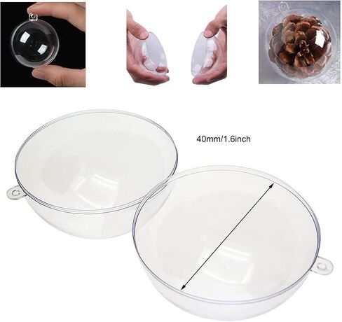 YXQ Bath Bomb Molds Shells 40mm/1.6'' Clear Plastic DIY Crafting Making Molds Ball Ornament DIY Molding Balls Kit for DIY Christmas Tree Decoration,Wedding Party Decor Pack of 20 in Kuwait