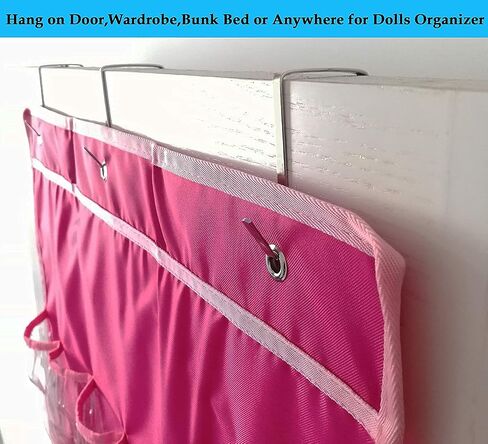 Hanging Over Door Toy Storage Organizer (24 Pockets), Compatible with Lol Omg Dolls Barbie Dolls Surprise Doll (Toys Not Included), Deeppink (57.5''x22'') in Saudi Arabia