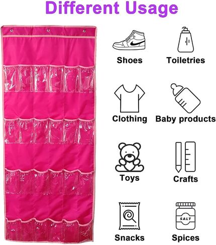 Hanging Over Door Toy Storage Organizer (24 Pockets), Compatible with Lol Omg Dolls Barbie Dolls Surprise Doll (Toys Not Included), Deeppink (57.5''x22'') in Saudi Arabia