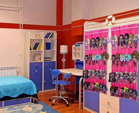 Hanging Over Door Toy Storage Organizer (24 Pockets), Compatible with Lol Omg Dolls Barbie Dolls Surprise Doll (Toys Not Included), Deeppink (57.5''x22'') in Saudi Arabia