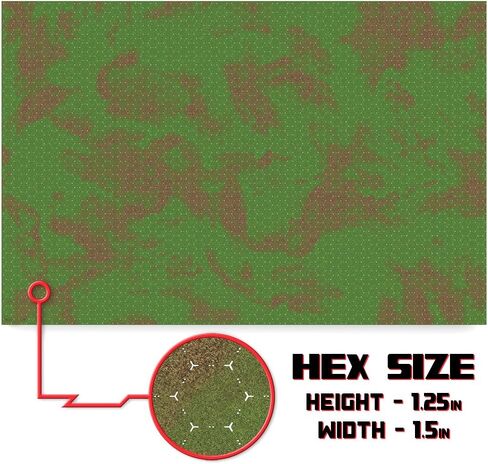 Stratagem 6' x 4' Open Field Grass Terrain Neoprene Tabletop Battlemat with 1.25" Hex Grid and Carrying Case in Kuwait