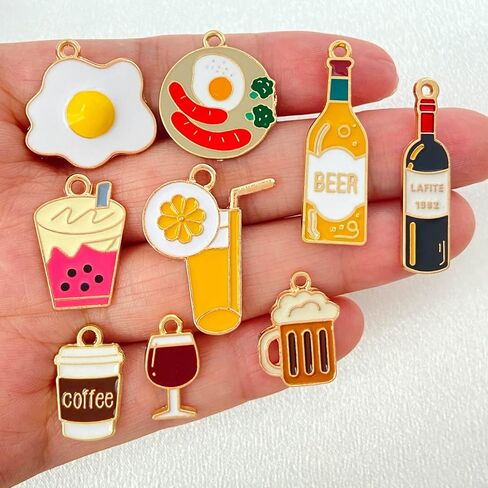 56 قطعة من سحر الطعام بالمينا من Anjulery للأساور والقلائد والأقراط وحليات زجاج النبيذ وسلاسل المفاتيح والمعلقات والإشارات المرجعية وعلامات الغرز والحرف اليدوية (56 قطعة Food-C) in Kuwait