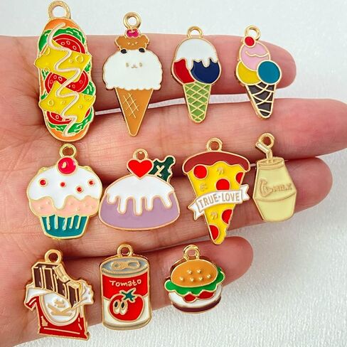 56 قطعة من سحر الطعام بالمينا من Anjulery للأساور والقلائد والأقراط وحليات زجاج النبيذ وسلاسل المفاتيح والمعلقات والإشارات المرجعية وعلامات الغرز والحرف اليدوية (56 قطعة Food-C) in Kuwait