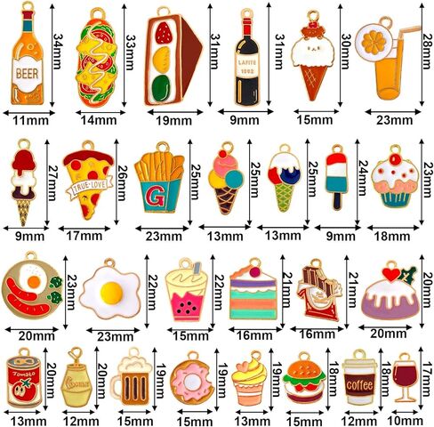 56 قطعة من سحر الطعام بالمينا من Anjulery للأساور والقلائد والأقراط وحليات زجاج النبيذ وسلاسل المفاتيح والمعلقات والإشارات المرجعية وعلامات الغرز والحرف اليدوية (56 قطعة Food-C) in Kuwait