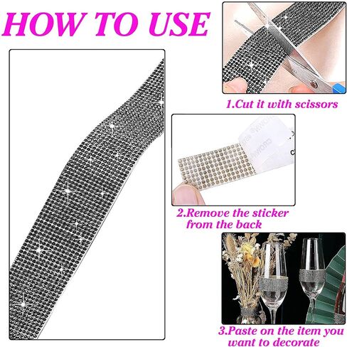 JODEILIY شرائط شريطية من حجر الراين الكريستالي الأرجواني ذاتية اللصق، 7 صفوف من 4 ياردات ملصق من حجر الراين الماسي مع حجر الراين 2 مم للحرف اليدوية، الزفاف، حفلة عيد الميلاد (أرجواني) in Kuwait